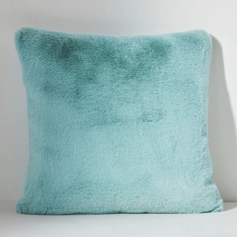 Sophie Mint faux fur pillow